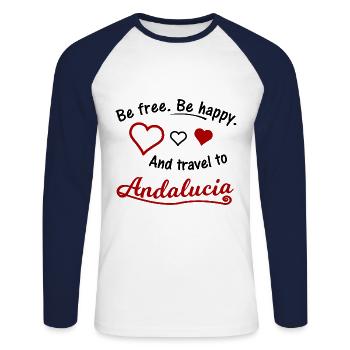 Andalusia in southern Spain - Unisex Long Sleeve Baseball T-Shirt - white/navy - Front - Nik (191cm)