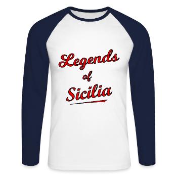 Die Helden aus Sizilien - Unisex Baseballshirt langarm - Weiß/Navy - Vorne - Nik (191cm)
