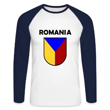 Rumänien im Süden Europas - Unisex Baseballshirt langarm - Weiß/Navy - Vorne - Nik (191cm)