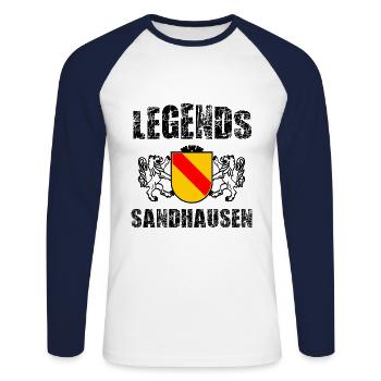 The Sandhausen Myths - Unisex Long Sleeve Baseball T-Shirt - white/navy - Front - Nik (191cm)