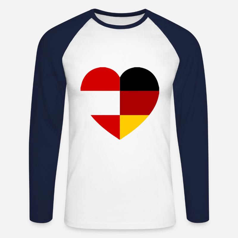 Austria Deutsches Herz - Unisex Baseballshirt langarm - Weiß/Navy