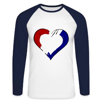 L’amour néerlandais - T-shirt baseball manches longues Homme - blanc/marine - Devant - Nik (191cm)