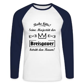 Roi du Brisgau - T-shirt baseball manches longues Homme - blanc/marine - Devant - Nik (191cm)