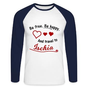 Die Reise nach Ischia - Unisex Baseballshirt langarm - Weiß/Navy - Vorne - Nik (191cm)