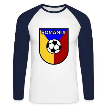 Das rumänische Fußball Team - Unisex Baseballshirt langarm - Weiß/Navy - Vorne - Nik (191cm)