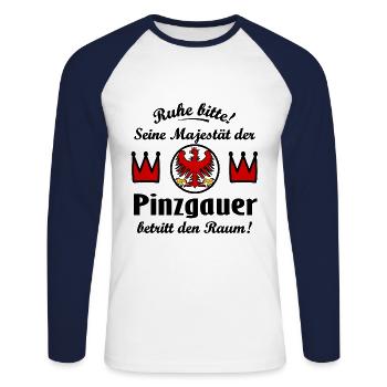 Le drôle de Pinzgauer - T-shirt baseball manches longues Homme - blanc/marine - Devant - Nik (191cm)