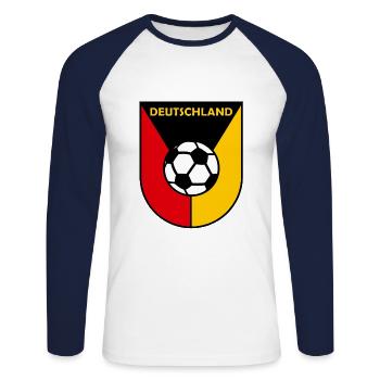 Der König Fußball - Unisex Baseballshirt langarm - Weiß/Navy - Vorne - Nik (191cm)