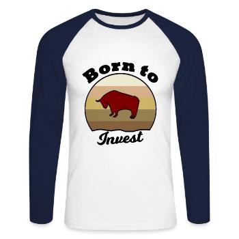 Le millionnaire boursier - T-shirt baseball manches longues Homme - blanc/marine - Devant - Nik (191cm)