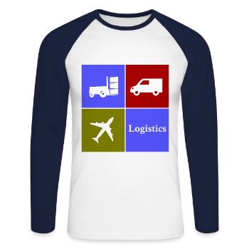 The Logistics Symbols - Unisex Long Sleeve Baseball T-Shirt - white/navy - Front - Nik (191cm)