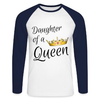 Daughter of a Queen - T-shirt baseball manches longues Homme - blanc/marine - Devant - Nik (191cm)