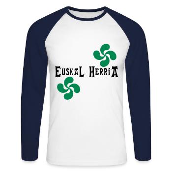 Euskal Herria - Lauburu - T-shirt baseball manches longues Homme - blanc/marine - Devant - Nik (191cm)