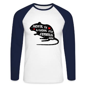 Gerbils | Funny saying | With mouse - Unisex Long Sleeve Baseball T-Shirt - white/navy - Front - Nik (191cm)