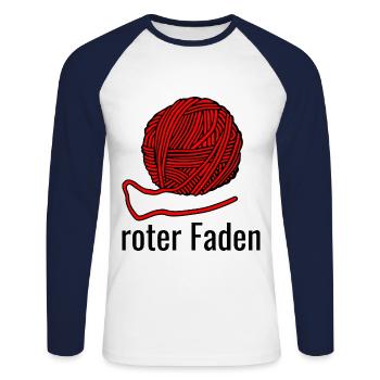 Roter Faden - Unisex Baseballshirt langarm - Weiß/Navy - Vorne - Nik (191cm)