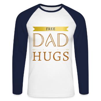 Free Dad Hugs - Unisex Long Sleeve Baseball T-Shirt - white/navy - Front - Nik (191cm)