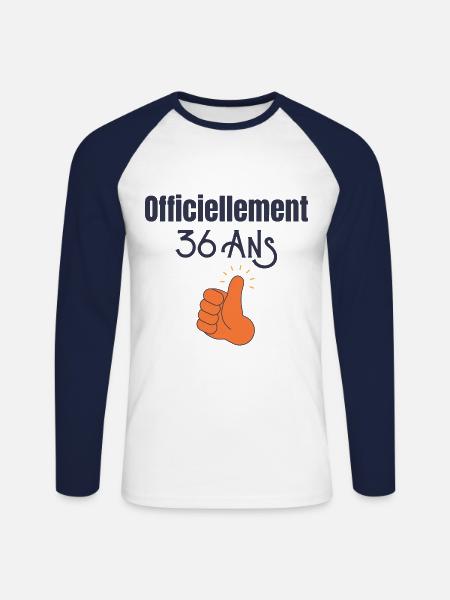 Officiellement 36 Ans - T-shirt baseball manches longues Homme - blanc/marine