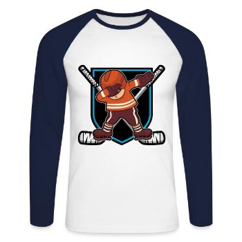 Ice Hockey Coach Ice Hockey Players Ice Hockey Schl - Unisex Long Sleeve Baseball T-Shirt - white/navy - Front - Nik (191cm)