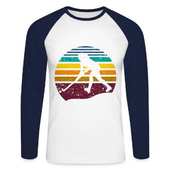Retro Vintage Field Hockey Gift Field Hockey Game - Unisex Long Sleeve Baseball T-Shirt - white/navy - Front - Nik (191cm)
