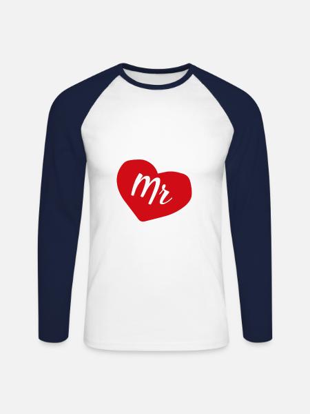 Herr Ehepaar - Unisex Baseballshirt langarm - Weiß/Navy
