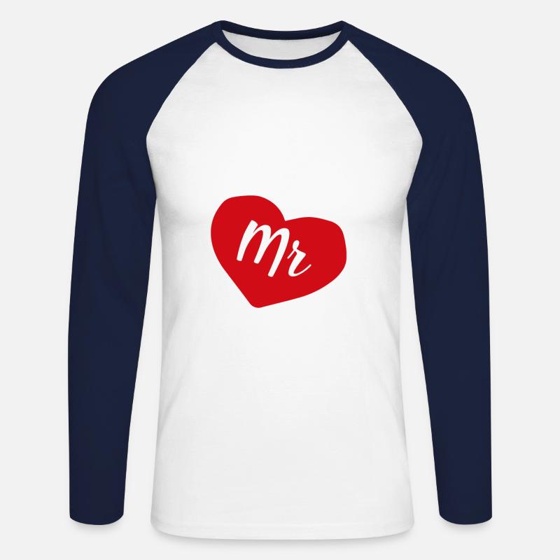 Mr married couple - Unisex Long Sleeve Baseball T-Shirt - white/navy