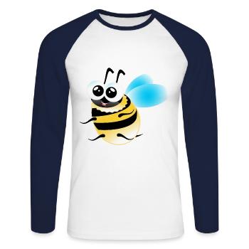 Bee Honey - Unisex Long Sleeve Baseball T-Shirt - white/navy - Front - Nik (191cm)