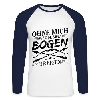 Pfeil und Bogen Spruch Lustig Bogenschießen - Unisex Baseballshirt langarm - Weiß/Navy - Vorne - Nik (191cm)