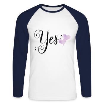 Wedding: Yes, I want - Unisex Long Sleeve Baseball T-Shirt - white/navy - Front - Nik (191cm)
