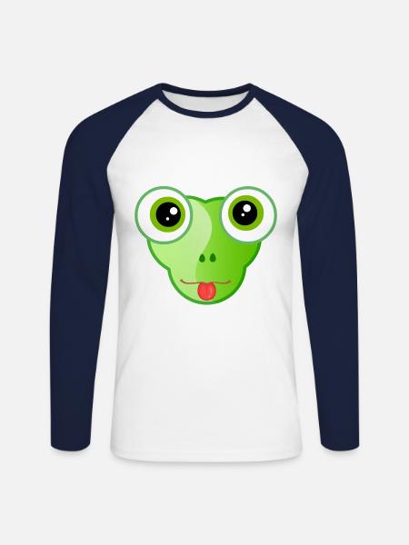 Frog Green Froggy - Unisex Long Sleeve Baseball T-Shirt - white/navy