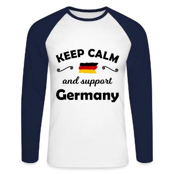Die Deutschland Supporter - Unisex Baseballshirt langarm - Weiß/Navy - Vorne - Nik (191cm)