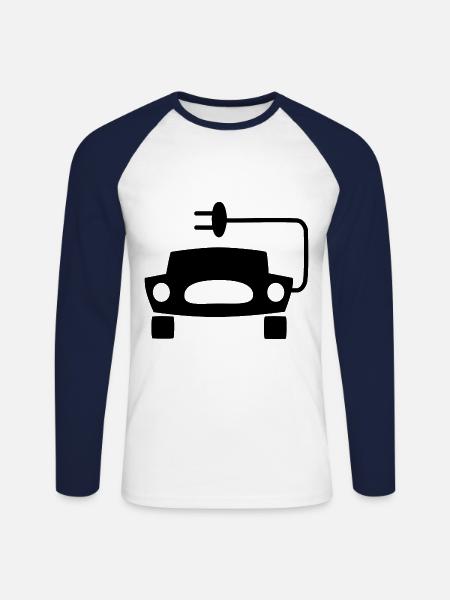 Elektrische Autos - Unisex Baseballshirt langarm - Weiß/Navy