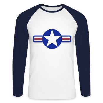 usa army - Unisex Long Sleeve Baseball T-Shirt - white/navy - Front - Nik (191cm)