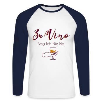 Zu Vino sag ich nie no Weintrinker Weinliebhaber W - Unisex Baseballshirt langarm - Weiß/Navy - Vorne - Nik (191cm)