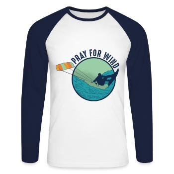 Kitesurf cadeau Kiteboarding Kitesurfer Gesche - T-shirt baseball manches longues Homme - blanc/marine - Devant - Nik (191cm)