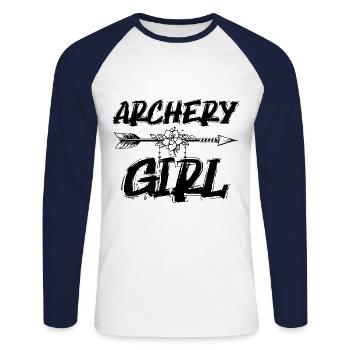 Bow and Arrow Archery Sport Archer S - Unisex Long Sleeve Baseball T-Shirt - white/navy - Front - Nik (191cm)
