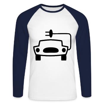 The electric car - Unisex Long Sleeve Baseball T-Shirt - white/navy - Front - Nik (191cm)