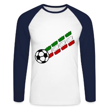 The Italy football fans - Unisex Long Sleeve Baseball T-Shirt - white/navy - Front - Nik (191cm)