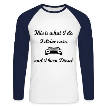 Cars and diesels - Unisex Long Sleeve Baseball T-Shirt - white/navy - Front - Nik (191cm)