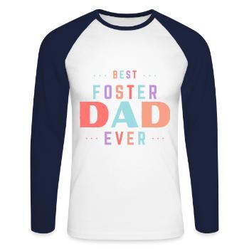 Father's Day Best Foster Dad Ever Step Parent - Unisex Long Sleeve Baseball T-Shirt - white/navy - Front - Nik (191cm)