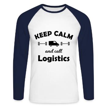 Les meilleurs logisticiens - T-shirt baseball manches longues Homme - blanc/marine - Devant - Nik (191cm)
