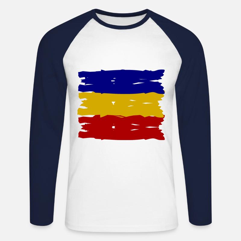 Die Rumänen - Unisex Baseballshirt langarm - Weiß/Navy