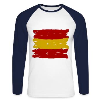 Le drapeau espagnol - T-shirt baseball manches longues Homme - blanc/marine - Devant - Nik (191cm)