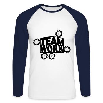 Travail d’Équipe - T-shirt baseball manches longues Homme - blanc/marine - Devant - Nik (191cm)