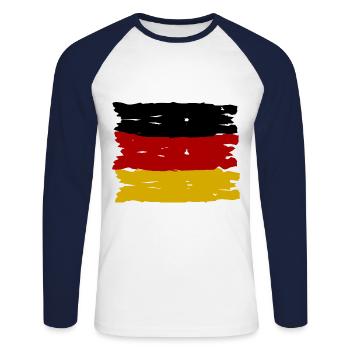 Les fans allemands - T-shirt baseball manches longues Homme - blanc/marine - Devant - Nik (191cm)