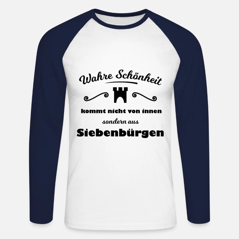 Die Rumänen aus Siebenbürgen - Unisex Baseballshirt langarm - Weiß/Navy