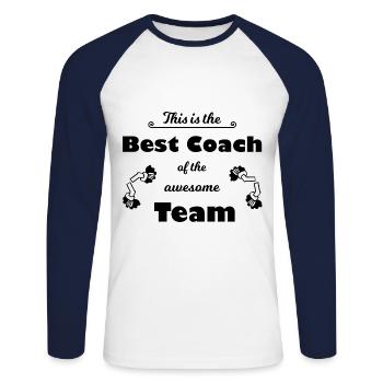 Der beste lustige Trainer weltweit - Unisex Baseballshirt langarm - Weiß/Navy - Vorne - Nik (191cm)