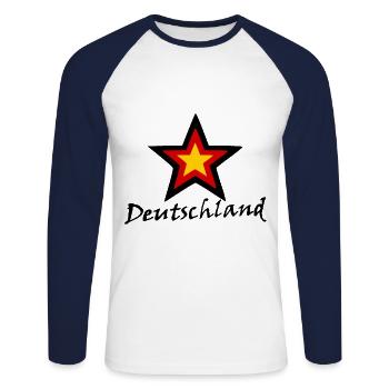 Unser deutsches Vaterland - Unisex Baseballshirt langarm - Weiß/Navy - Vorne - Nik (191cm)