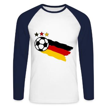 German football - Unisex Long Sleeve Baseball T-Shirt - white/navy - Front - Nik (191cm)