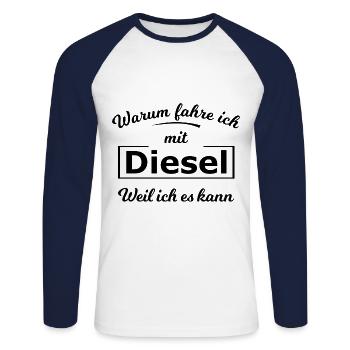 Der Verbrenner Fan - Unisex Baseballshirt langarm - Weiß/Navy - Vorne - Nik (191cm)