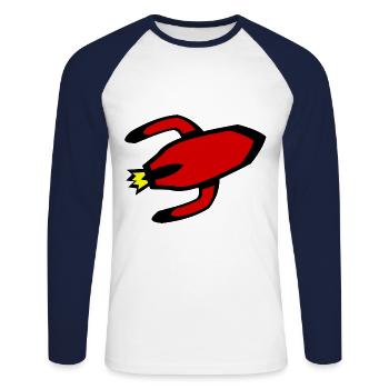 Décollage vertical - T-shirt baseball manches longues Homme - blanc/marine - Devant - Nik (191cm)