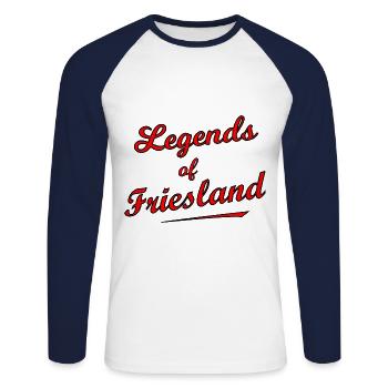 Legenden aus Friesland - Unisex Baseballshirt langarm - Weiß/Navy - Vorne - Nik (191cm)