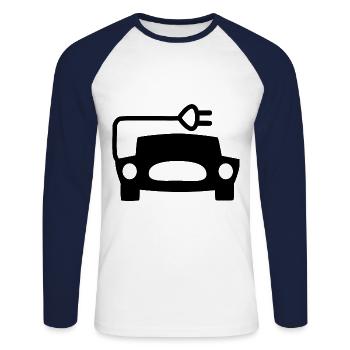 Electric cars - Unisex Long Sleeve Baseball T-Shirt - white/navy - Front - Nik (191cm)